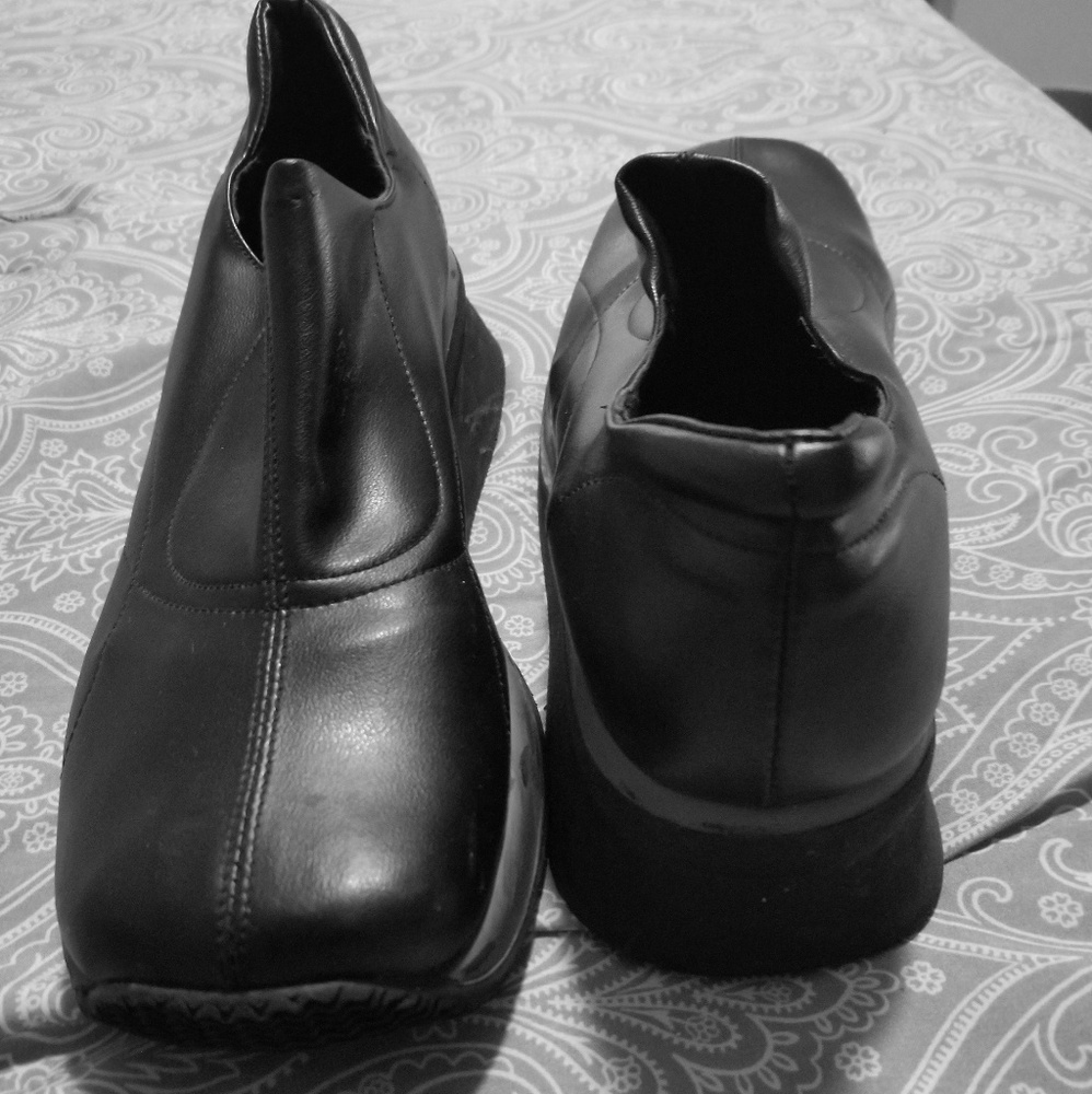 Black leather shoes